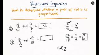 Ratio and Proportion for grade 79  How to determine whether a ratio is Proportional or not [upl. by Llehcsreh]