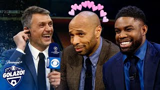 Thierry Henry Micah amp Carragher get starstruck by Paolo Maldini 💕  CBS Sports Golazo  UCL Today [upl. by Brigitta955]