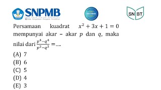 Pembahasan Latihan PK SNBT 2024 Persamaan Kuadrat [upl. by Lettig125]