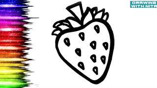 Cute Strawberry Drawing Drawing for Toddlers Drawing for Kids Colouring ​⁠ DRAWINGWITHNITA [upl. by Llehcal]