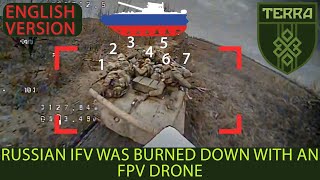 ENG VER Avdiivka direction FPV kamikaze drones against Russian IFV [upl. by Annor]