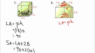 112 Surface Area of Prisms and Cylinderswmv [upl. by Anaoj]