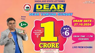 DEAR YAMUNA SUNDAY WEEKLY DEAR 1 PM ONWARDS DRAW DATE 27102024 NAGALAND STATE LOTTERIES [upl. by Durkin]