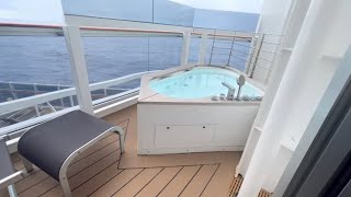 Gran Aurea Suite cabin on MSC Seaside with jacuzzi Sleeps up to 4 guests [upl. by Nnylram]