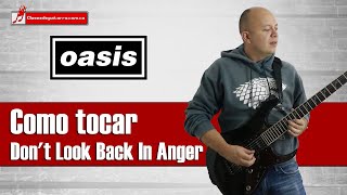 Dont Look Back In Anger  Oasis Como tocarla en guitarra acordes y ritmo [upl. by Dru]