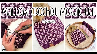 Mallow Crochet Mosaic Hat  How To Crochet Free Pattern [upl. by Hepsoj]