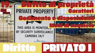 Diritto Privato I  19  Diritto di Proprietà dai caratteri alle modalità di acquisto [upl. by Norramic]