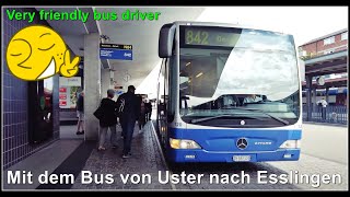 Very friendly bus driver  Mit dem Bus von Uster nach Esslingen Kanton Zürich Schweiz 2022 [upl. by Alexandro490]