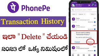 How to delete phonepe history  How to delete phonepe transaction history in telugu 2023 [upl. by Namra]