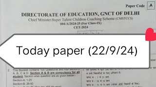 cet 2024 25 question paper class 9  cmstccs exam paper 202425  class 9 paper 2024 22924 [upl. by Margaux949]