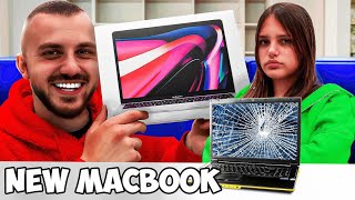 I DESTROYED MY SISTERS LAPTOP AND SURPRISED WITH A NEW MACBOOK PRO 😱😱 [upl. by Sollars615]