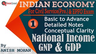 Indian Economy Class 1  National Income GDP amp GNP For UPSC 2021 amp UPSC EPFO EXAM  ECONOMICS [upl. by Aitas19]