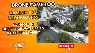 Dji Mini 3 pro drone flight above Llangollen Horseshoe waterfalls and Valle Crucis Abbey [upl. by Eilime538]