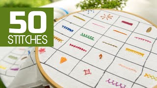 50 Hand Embroidery Stitches Beginners Tutorials by HandiWorks [upl. by Aseen672]