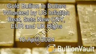 Gold Bullion in Dollars Whacked by US Inflation Beat Sets New CNY EUR and UK Highs [upl. by Anneirda]