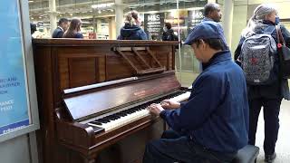 Hujan Rain  Piano Cover in London St Pancras Sudirman Hj Arshad 1980 Hit Song [upl. by Kemeny]