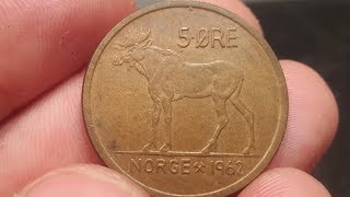 5 ORE NORGE COIN 1962  OLAV V R coin VALUE [upl. by Ulric]