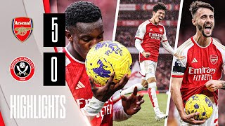 Nketiah HatTrick Vieira amp Tomiyasu Goal  Arsenal 50 Sheffield United  Premier League Highlights [upl. by Pandich]