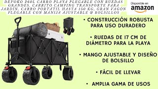 Devoko 260L Carro Playa Plegable con Ruedas Grandes Carrito Camping Transporte para Jardín Carro [upl. by Ahsaek]