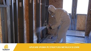 Aplicare spuma poliuretanica pe structura metalica si de lemn [upl. by Francklyn]