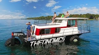 Amphibious Driving Houseboat Fail Breakdown and Modifications  Boat Repair Tour [upl. by Bartholemy]