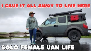 STEALTH CAMPING REMOTE CALIFORNIA COAST  Solo Female SUV Life  hondaelement suvcamping suv [upl. by Annawot]