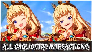 All CAGLIOSTRO Interactions Intros  Granblue Fantasy Versus  GBVS [upl. by Yv]