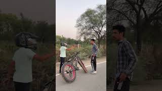 Cycle Ko Plane Bana Dia 🤯Tyre fut gya 😰😂 shortvideo funny stuntrider race cycle cyclerace [upl. by Deedahs]