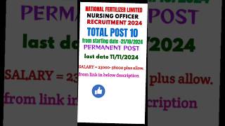 NATIONAL FERTILIZER limited 2024 nurse recruitment nursingofficer nursingrecruitment NFL [upl. by Rodmann935]