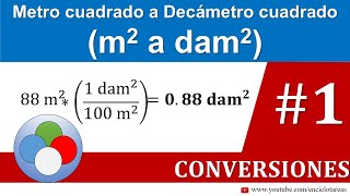 Metros cuadrados a decámetros cuadrados m2 a dam2 [upl. by Ratna]