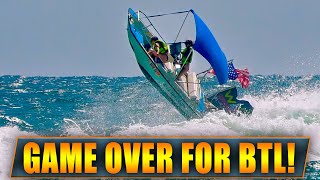 BLUE TOP LEGEND PICKS THE WRONG WAVE AT BOCA INLET   HAULOVER INLET BOATS  WAVY BOATS [upl. by Hardie]