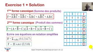 Electronique numérique Algèbre de boole première et deuxième forme canonique notation abrégée [upl. by Reave716]