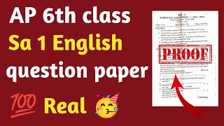 ap 6th class sa1 english question paper 2024sa1 english question paper 2024 6th class answer key [upl. by Supen888]