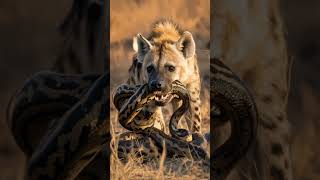 Epic Showdown in the Savanna Hyena vs Python in a Battle of Life and Death youtubeshorts [upl. by Ennovehs]