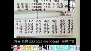 1133회 로또자동 240812 월요일 자동번호로 당첨번호예측하기로또1등로또 자동번호로또 당첨번호 예측로또자동동행복권 [upl. by Otsedom]