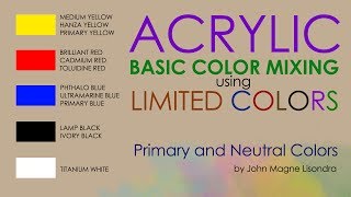 Basic Color Mixing in Acrylic Using 5 Limited Colors by JM Lisondra [upl. by Em]