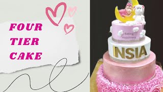 4 tier cake tier cake decorating ideas pink cake simple cake decoration 💝 [upl. by Anilem336]