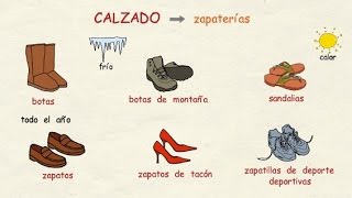 Aprender español El calzado 👞 y los complementos 💍👜 nivel básico [upl. by Elane]