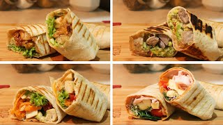 4 deliciosos y sencillos wraps de jamón pollo carne y salmón [upl. by Ative]