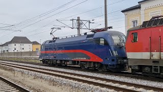 Durchfahrt der Nightjet 1116 195 in Enns [upl. by Eem]