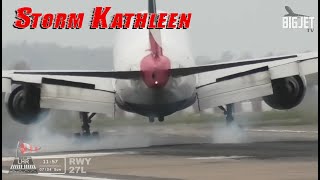 LIVE Stormy crosswind approach amp landings at London Heathrow Airport  nothing straight today 😂 [upl. by Auop358]