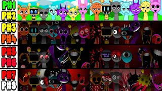 Incredibox Sprunki Mix All PHASES PHASE 12 VS PHASE 34 VS PHASE 56 VS PHASE 78 sprunki [upl. by Trinidad]