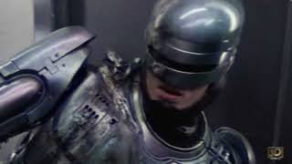 RoboCop 1987  RoboCop vs ED209 Scene  VHS Capture [upl. by Eidnam]