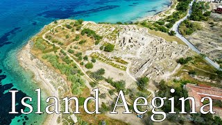 Island Aegina Greece  by drone 4K aegina [upl. by Yztim]