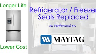 Maytag Whirlpool Refrigerator Door Seals Replaced in Fridge and Freezer [upl. by Aicemat]