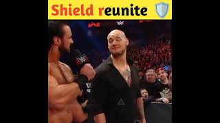 Roman Reigns Seth Rollins and Dean Ambrose reunite as The Shield shorts wwe [upl. by Aikcir]