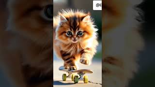 Cat skateboarding Subscribe for more amazingai cutecat ilovecats cuteanimals fypage pets [upl. by Winther]