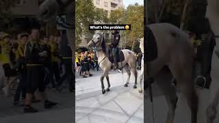 Police knockdown football fan with his horse 🐎meme football dortmund realmadrid bundesliga [upl. by Saunders]