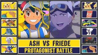 ASH vs FRIEDE  Pokémon Anime Battle [upl. by Ardnad56]