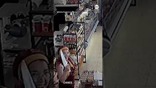 Knifewielding robber scared off by shop employee with bigger knife in Argentina [upl. by Doran844]